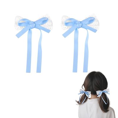 1 Pair Blue Hair Bow Clips for Women Girls Lace Bowknot Hair Clip for Girls Bow Hair Barrette for Thin Thick Hair Accessories for Dress Party Prom