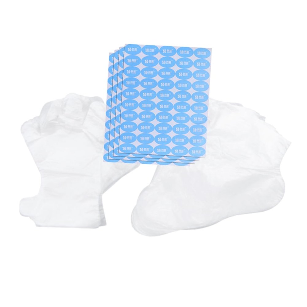 1 Set Disposable Plastic Gloves Foot Covers Foot Care Tool for Stickers