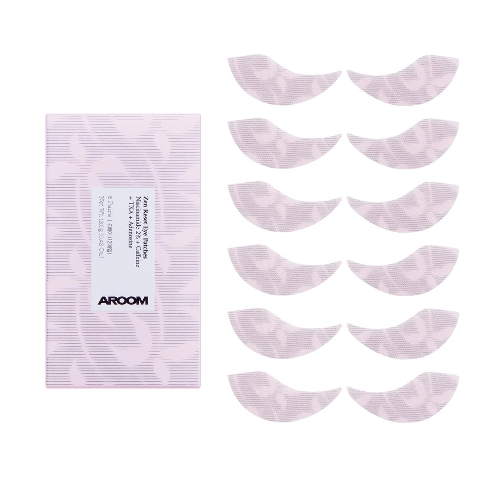 AROOM Zen Reset Eye Patches for Rejuvenating, Cooling, and Depuffing Under-Eyes and Dark Circles | Caffeine, TXA & Niacinamide | Korean Skincare (6 Pairs, 12 Patches)