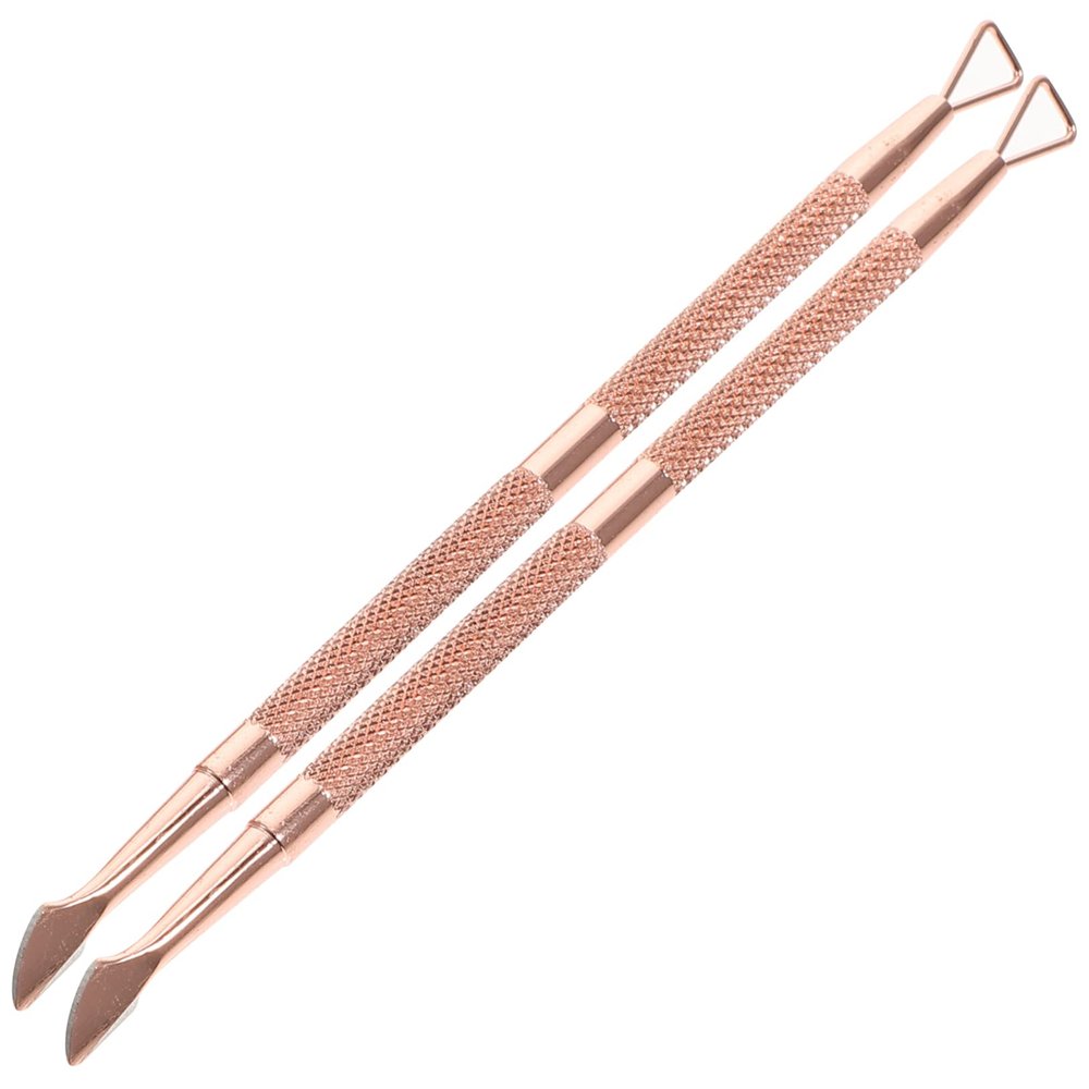 BIUDECO 2Pcs Rose Gold Stainless Steel Cuticle Pusher Set Dual-Ended Nail Tools for Dead Skin Removal Professional Nail Art Supplies for Manicure and Pedicure