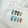 24Pcs Flower Medium Almond Fake Nails Summer Colorful Floral Press on Nails Various Patterns Glue on Nails Reusable Acrylic Nails For Women Nail Art Supplies view 4