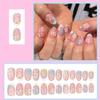 24Pcs Summer Flower Fake Nails White French Press on Nails Short Almond Glossy Artificial Acrylic Nails Reusable for Women DIY Blue Pink White Spring Summer Floral Manicure Supplies view 2