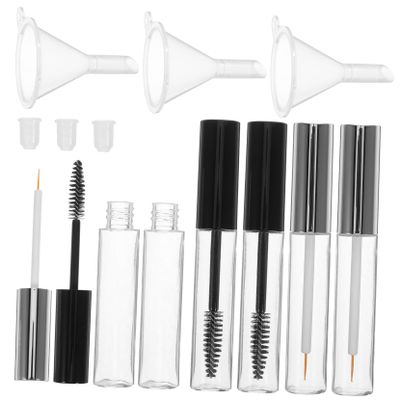 3PCS Eyelash Cream Bottles with Eyelash Wands Funnels Set Refillable Empty Mascara Tube Container for DIY Makeup Travel Friendly Design Lightweight Compact