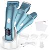 Hatteker Women's Electric Shaver Bikini Trimmer Hair Trimmer for Women Electric Razor for Legs Bikini Underarm Public Hairs Led Display IPX7 Waterproof Gift for Women (Blue) view 1