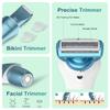 Hatteker Women's Electric Shaver Bikini Trimmer Hair Trimmer for Women Electric Razor for Legs Bikini Underarm Public Hairs Led Display IPX7 Waterproof Gift for Women (Blue) view 2