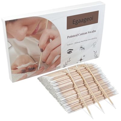 600 Pcs Pointed Cotton Swabs  4-Inch Double-Sided Microblading Cotton Swab with Wooden Sticks for Makeup Application, Nail Care, and Tight Space  Soft, Lint-Free, Disposable Tattoo and Craft Tools