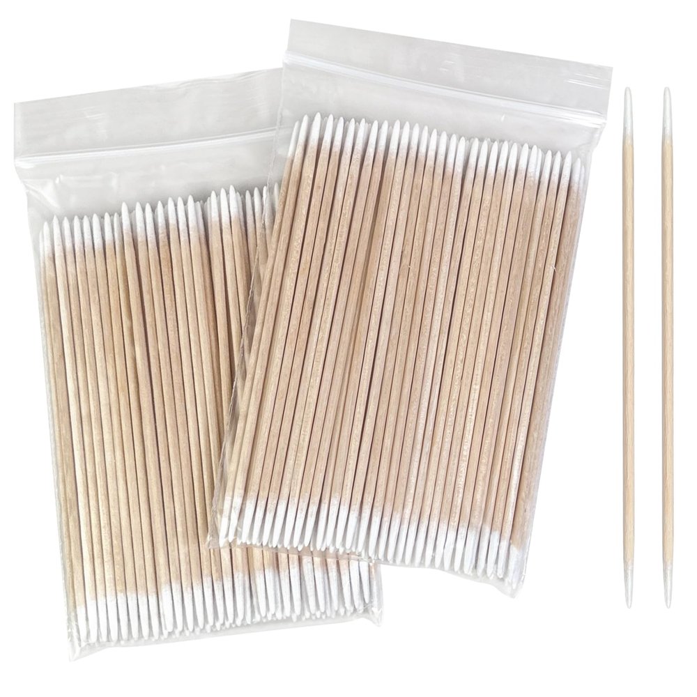 200 Pcs Pointed Cotton Swabs  4-Inch Double-Sided Microblading Cotton Swab with Wooden Sticks for Makeup Application, Nail Care, and Tight Space  Soft, Lint-Free, Disposable Tattoo and Craft Tools