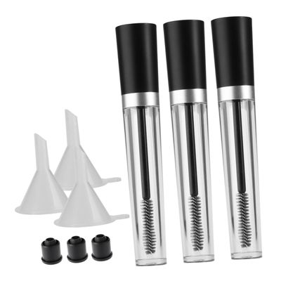 3Pcs Empty Mascara Tube with Funnels Rubber Inserts for Oil Easy Application Eyelash Wand Container for Travel and Home Use