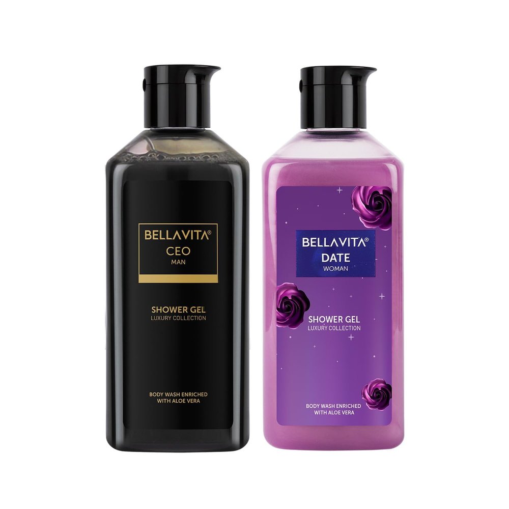 Bell Vitaa Luxury CEO Man and Date Woman Body Wash Shower Gel for Deep Cleansing, Hydrating & Moisturising Skin with Aloe Vera, 250 ml Each