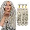 PGrey/613 Grey Bundles Human Hair Deep Wave Bundles Human Hair 30 32 34 Inch Blonde Brazilian Hair 3 Bundle Unprocessed Virgin Remy Hair Extensions 50 Gram Per Bundle view 1