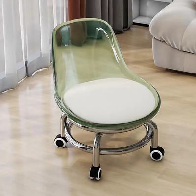 Acrylic Stool with Wheels, Pulley Stool and Backrest Heavy-Duty Pulley Wheels, 360Swivel Ergonomic with PU seat Cushion with Durable Cushioned Design for Home Garage Library (Color*14)