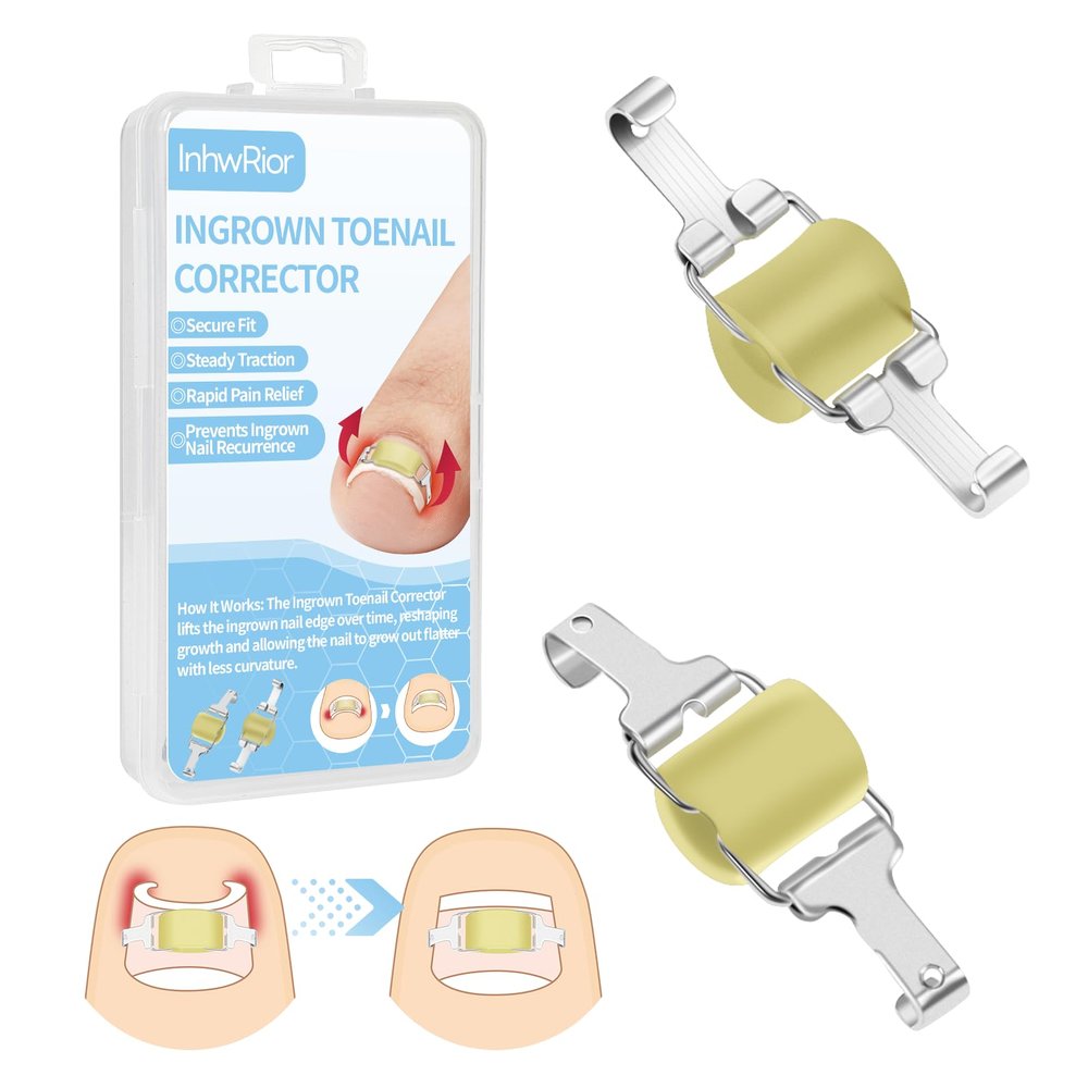 InhwRior Ingrown Toenail Corrector, Easy At-Home Application, Secure Fit (No Slipping Off), Steady Traction for Rapid Pain Relief, Waterproof for Shower & Swimming(0.75" to 0.83" Toenail Length)