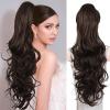 ZQIAN BEAUTY Clip on Ponytails for Women - 26 Inch Long Ponytail Extension, Wavy Pony Tails Hair Extensions, Synthetic Hair Extensions Ponytail, Clip in Ponytail (Color: Chocolate Brown) view 1