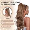 26 Inch Long Ponytail Extension - Soft Wavy Pony Tails Hair Extensions, Claw Clip Ponytail Extension, Synthetic Hair Extensions Ponytail, Clip in Ponytail (Color: Light Brown With Blonde Highlights) view 3