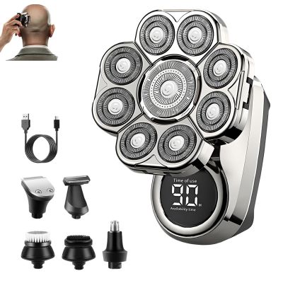 Bawldy Pro Head Shaver, 6-in-1 Detachable Head Shavers with 9D Floating Blade Heads, IPX7 Waterproof, Intelligent LED Display, Rechargeable Cordless Razor for Home & Travel