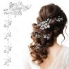 5 Pcs Babys Breath Hair Pins Pearl Hair Pins Bridal Headpiece With Hairs Piece For Brides Faux Pearl Crystal Comb Clips U-Shaped Flower Rhinestone Silver For Wedding Prom Bride Bridesmaid Christmas view 1