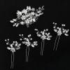 5 Pcs Babys Breath Hair Pins Pearl Hair Pins Bridal Headpiece With Hairs Piece For Brides Faux Pearl Crystal Comb Clips U-Shaped Flower Rhinestone Silver For Wedding Prom Bride Bridesmaid Christmas view 3