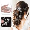 5 Pcs Babys Breath Hair Pins Pearl Hair Pins Bridal Headpiece With Hairs Piece For Brides Faux Pearl Crystal Comb Clips U-Shaped Flower Rhinestone Silver For Wedding Prom Bride Bridesmaid Christmas view 4