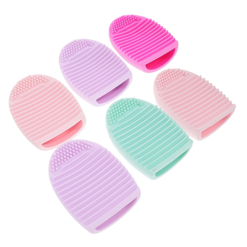 ASAKKURA 6Pcs Silicone Makeup Brush Cleaning Mat Versatile Beauty Cleaning Tool for Brush Care Compact Design for Home and Salon Use Mixed Color