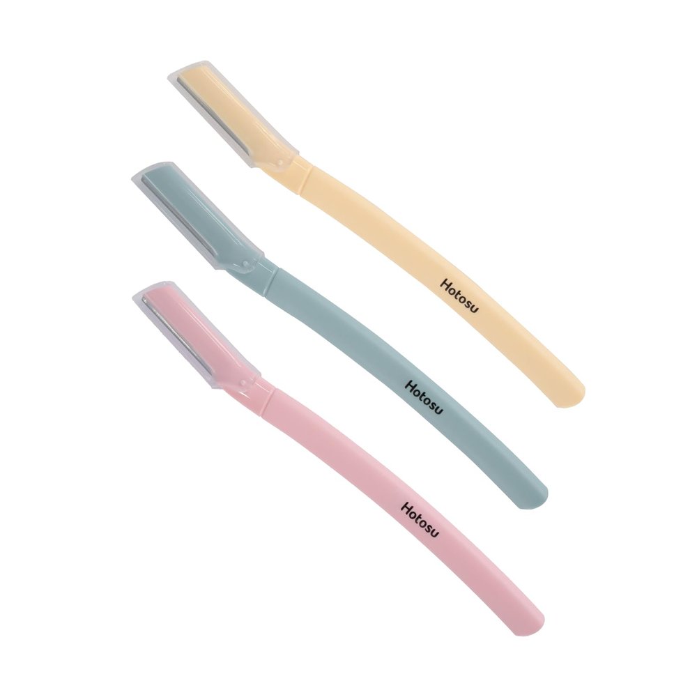 Face Razors for Women & Men Face Hair, Dermaplane Razor with Protective Cap, Womens Facial Razor for Peach Fuzz & Eyebrow Grooming, Travel Friendly Christmas Gift - 3pcs