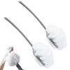 2Pcs Long Handle 2 in 1 Bath Brushes, Shower Body Brush with Sponge and Loofah,Back Scrubber Bath Mesh Sponge with Curved Long Handle for Skin Exfoliating Bath, Suitable for Wet or Dry (White) view 1