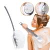 2Pcs Long Handle 2 in 1 Bath Brushes, Shower Body Brush with Sponge and Loofah,Back Scrubber Bath Mesh Sponge with Curved Long Handle for Skin Exfoliating Bath, Suitable for Wet or Dry (White) view 2
