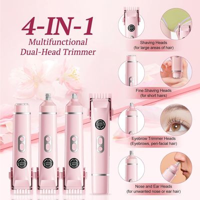 Bikini Trimmer for Women,4 in1 Electric Razor & Shaver with Dual Ceramic Blades,Dermave Bikini Shaver,Body & Intimate Areas, 90min Cordless Runtime, Waterproof Travel Grooming Kit