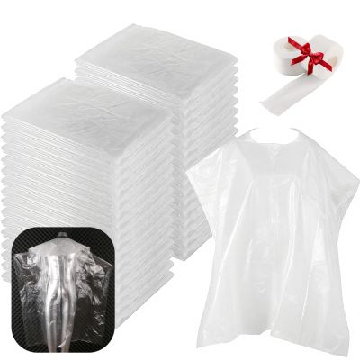 100 PCS 62X51 Inch Disposable Barbershop Capes,Disposable Hair Salon Capes, Clear Plastic Hair Dye Cape for Barbershop Hair Dye Washing