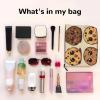 GDSHJKLW Linen Makeup Bag For Women, Waterproof Travel Cosmetic Organizer Lightweight Zipper Travel Toiletry Bag Organizer 3 Chocolate Chip Cookies Makeup Brushes Storage Bag view 3