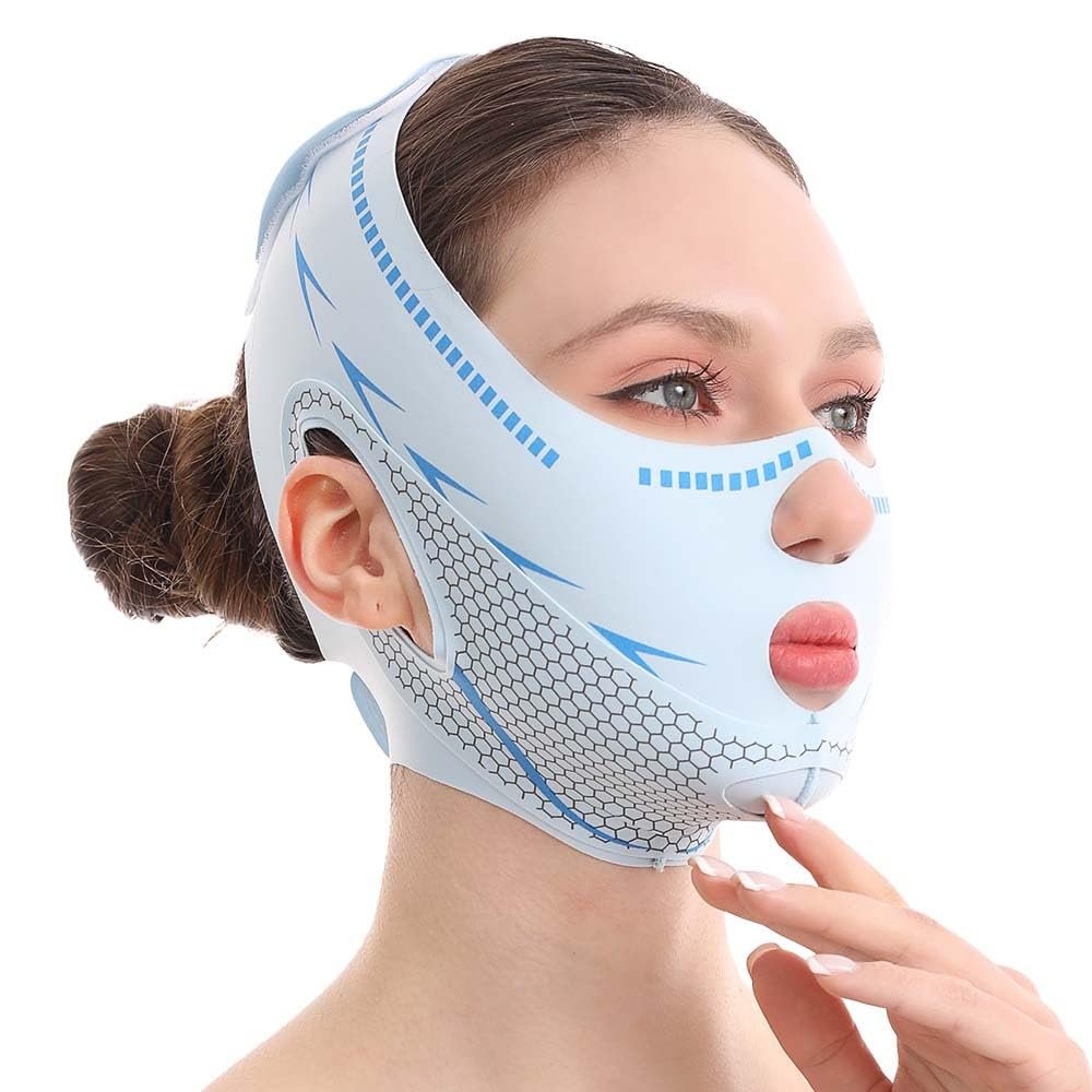 BIHEVN Line Lifting Mask Chin Strap for Sleeping, V Line Mask, Face Lift Prevent Sagging,Double Chin Reducer,Jawline Shaper,All-Around Coverage, Wrapping and Shaping More Comprehensively.