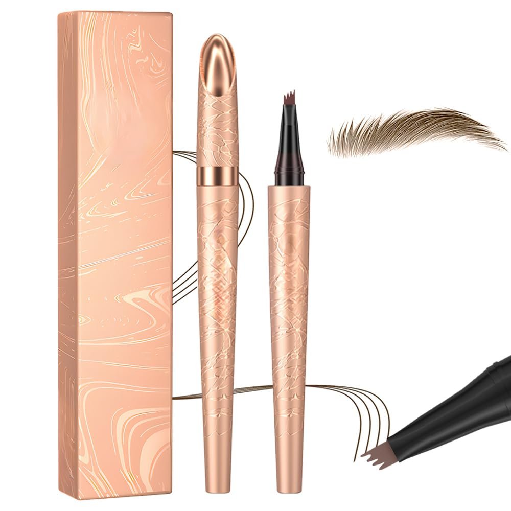 2025 New Microblading Eyebrow Pen, Waterproof Eyebrow Pencil, Eye Brow Pen with 4 Tip, Long-lasting Natural Eyebrow Makeup Fine Stroke Magic Eyebrow Pencil Stay on All Day (Light Brown)