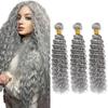 Grey Bundles Water Wave Bundles Human Hair 26 28 30 Inch Unprocessed Brazilian Virgin Weave Hairs Gray 3 Bundle 50 Gram Per Bundle Human Hair Extensions view 1