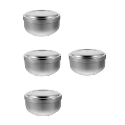 FOMIYES 4pcs Stainless Steel Shaving Cream Bowl for Men Durable Soap Dish with Lid Practical Shaving Bowl for Home Barber Use for Male Friends Silver