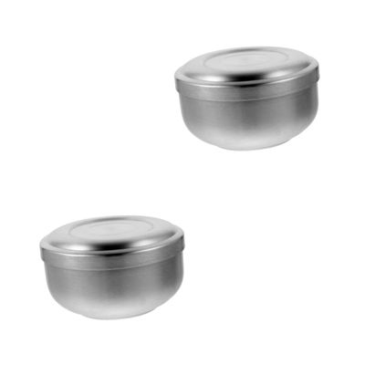 FOMIYES 2pcs Stainless Steel Shaving Bowl with Lid Durable Men Shaving Soap Bowl for Home Barber Use Compact Design for Easy Storage Practical Grooming Tool Silver