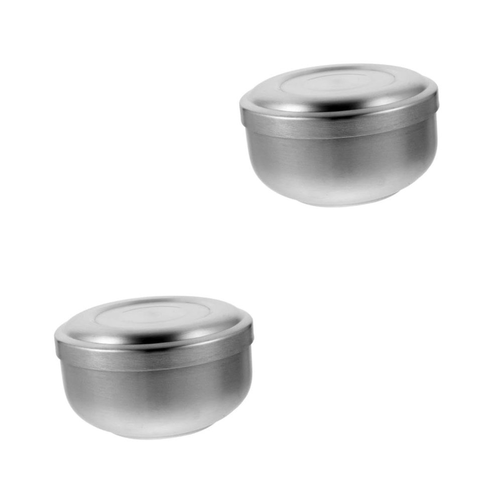 FOMIYES 2pcs Stainless Steel Shaving Bowl with Lid Durable Men Shaving Soap Bowl for Home Barber Use Compact Design for Easy Storage Practical Grooming Tool Silver