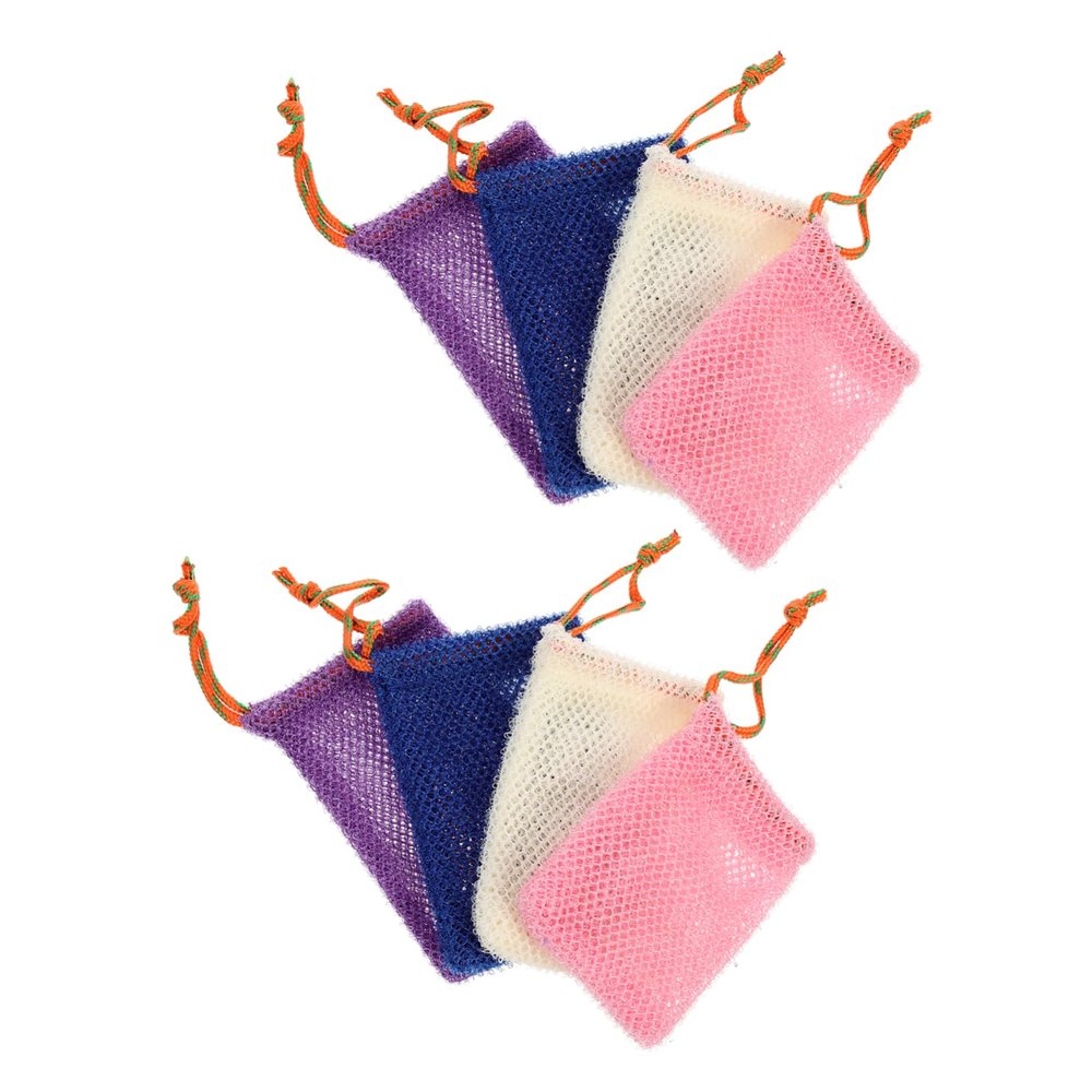 ASAKKURA 8pcs African Soap Bags Drawstring Exfoliating Mesh Soap Net Pouches for Bathing and Travel Convenient