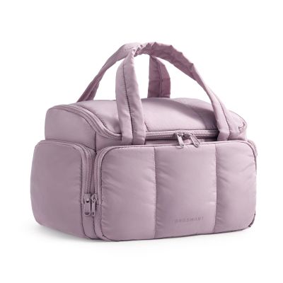 BAGSMART Puffy Travel Toiletry Bag, Roomy Makeup Bag with Multi-Pockets for Full-Sized Toiletries & Accessories, Purple