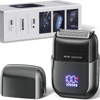 Telfun Mini Electric Foil Shavers for Men, Portable Men's Travel Facial Hair Groomer, USB-C Electric Beard Shaver with Full Body Waterproof & Big LED Display, Close Face Shaver for Head, Beard, & Neck