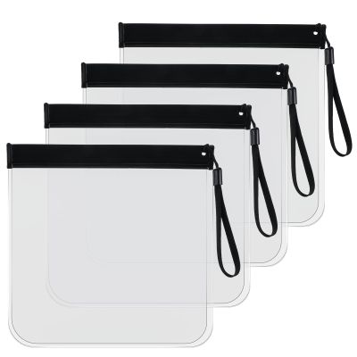 4Pcs Clear Toiletry Bag, TSA Approved Toiletry Bag Reusable Quart Bags for Travel Carry on Travel Accessories Waterproof & Leakproof Bags for Liquids Cosmetics Airport Security (Black)