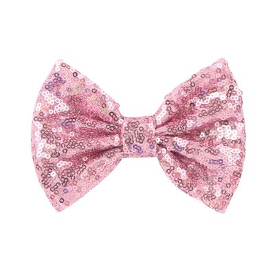 16Pcs Sequin Glitter Hair Bows Clips, 4.03.15Inch Bow Hairpin for Women, Girls Wedding, Hair Accessories, Clothing Decoration, Daily Life (White Pink)