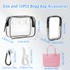 12 PCS Bogg Bag Accessories, 2 Pack Clear Bogg Beach Tote Bag with 2 Insert Hooks,8 PCS Charms for Bogg Bags Travel Makeup Clean Toiletry Brush Organizer Cosmetic Divider Storage Inner Pouch(Black) view 2