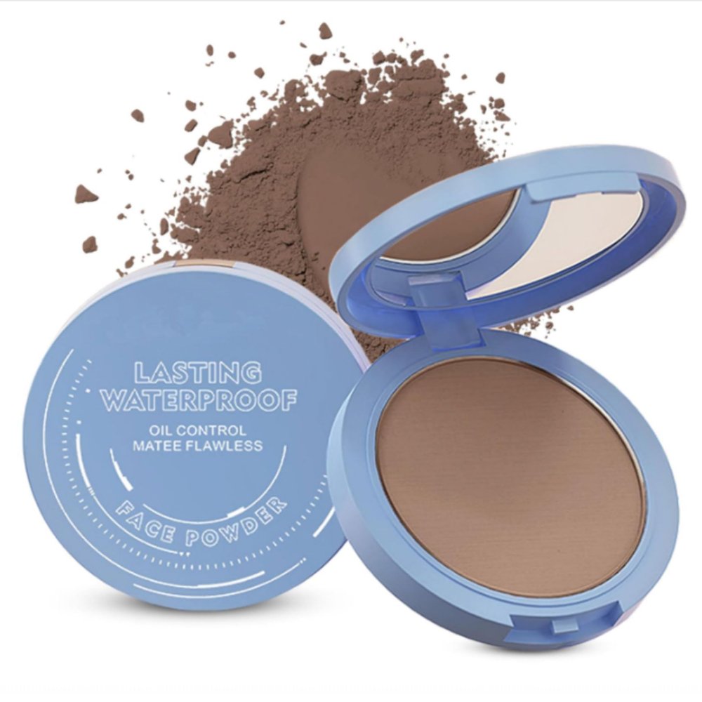 Face Powder, Setting Powder, Lasting Waterproof Oil Absorbing Pressed Powders Compact for Face (08# GRAYISH BROWN)