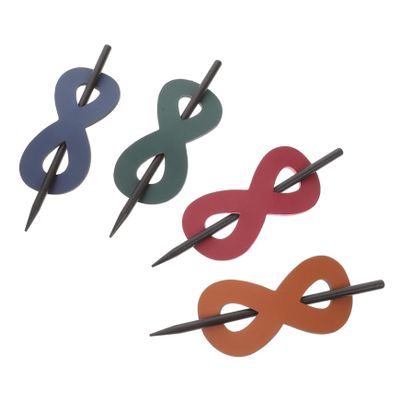 BIUDECO 8-Piece Leather Hair Barrette Set Adjustable Ponytail Holders Sturdy Design for Thick Hair Accessories for Women and Girls