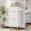 Professional Salon Station with Tempered Glass Top, 3 Drawers Hair Stylist & Barber Storage Cabinet with Heat Resistant Tool Holders, Beauty Spa & Home Organizer, White view 1