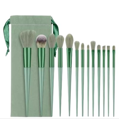 13pcs Green Makeup Brush Set for Beginners Complete Set Of Soft Beauty Tools(Green)