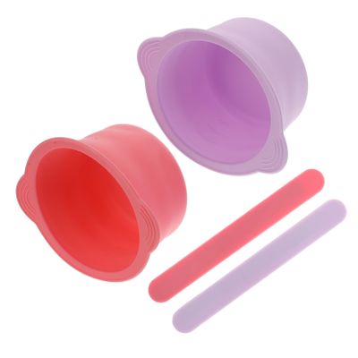 4pcs Silicone Wax Bowl and Spatula Foldable Wax Warmer Liner for Hair Removal Versatile Beauty Kit Pink and Purple Easy to Use Waxing