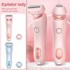 2-in-1 Womens Electric Shaver  USB Rechargeable Lady Bikini Trimmer with 3D Floating Blades & Waterproof Design, Face, Bikini, Legs & Underarms, Portable Hair Remover for Sensitive Skin, Pink+ Blue view 2