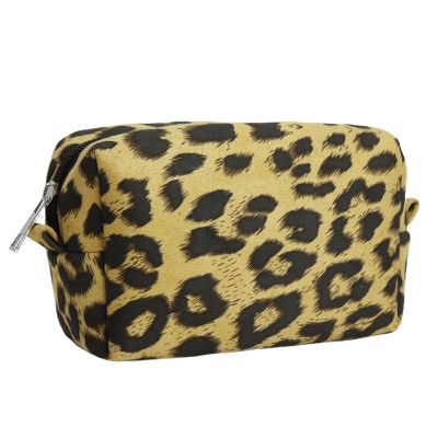 AGBIADD Fabric Leopard Print Design Cosmetic bag Makeup bag Soft Toiletry Bag for Women Travel Essentials (Yellow)