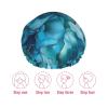 Large Shower Caps for Women Reusable - Ocean Marble Texture Print Double Layer Hair Cap for Shower with Peva Lining and Elastic Rope view 3