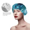 Large Shower Caps for Women Reusable - Ocean Marble Texture Print Double Layer Hair Cap for Shower with Peva Lining and Elastic Rope view 4